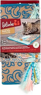 Petlinks Rowdy Rug Jute Scratch Mat with Feather Cat Toy & Playful Fringe, 20