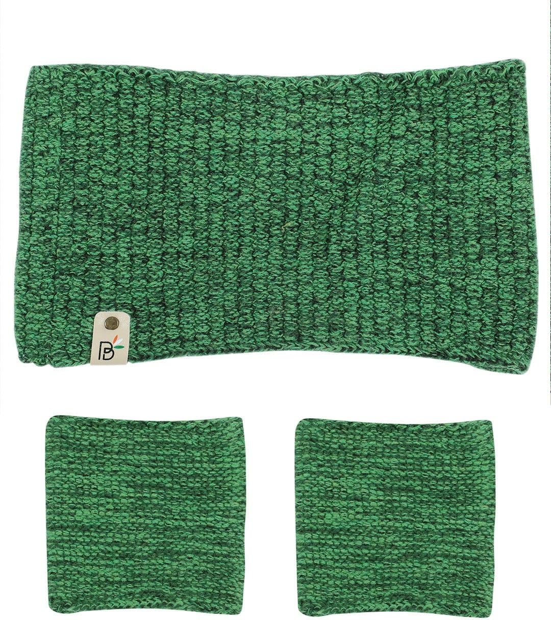 KinderTales® Unisex Sports Set (Green) | Cotton Headband & Wristbands Combo for Running, Gym & Yoga | Non-Slip, Sweat-Absorbing, Stretchable & Breathable Sports Accessories for Men & Women