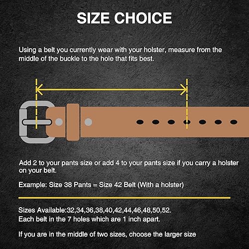 Miniatura 6 de Leather Gun Belt for Men - 1.5" Concealed Carry Belt - Heavy Duty & Durable