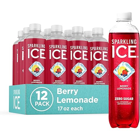 Sparkling Ice, Berry Lemonade Sparkling Water, Zero Sugar Flavored Water, with Vitamins and Antioxidants, Low Calorie Beverage, 17 fl oz Bottles (Pack of 12)