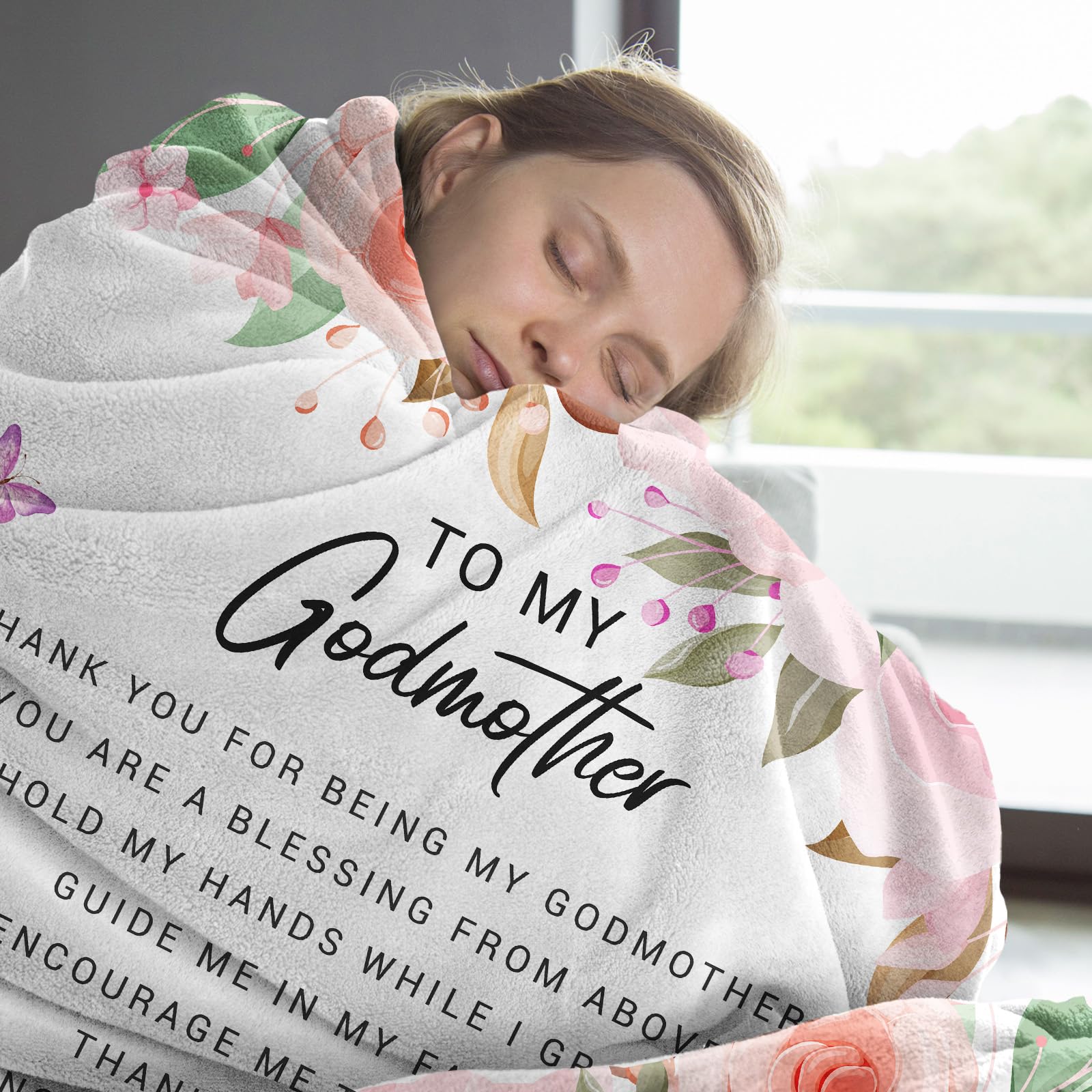 Godmother Gift Blanket 60"x 50" - Mothers Day Godmother Gifts - God Mother Gifts for Women - God Mom Gifts from Godson/Goddaughter - Best Godmom Gifts