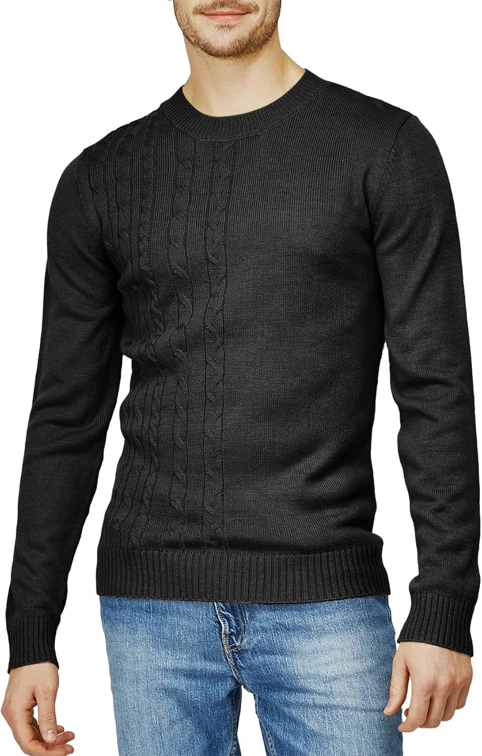 H2H Mens Casual Slim Fit Pullover Sweaters Knitted Long Sleeve Basic Designed Small Cmoswl074-black