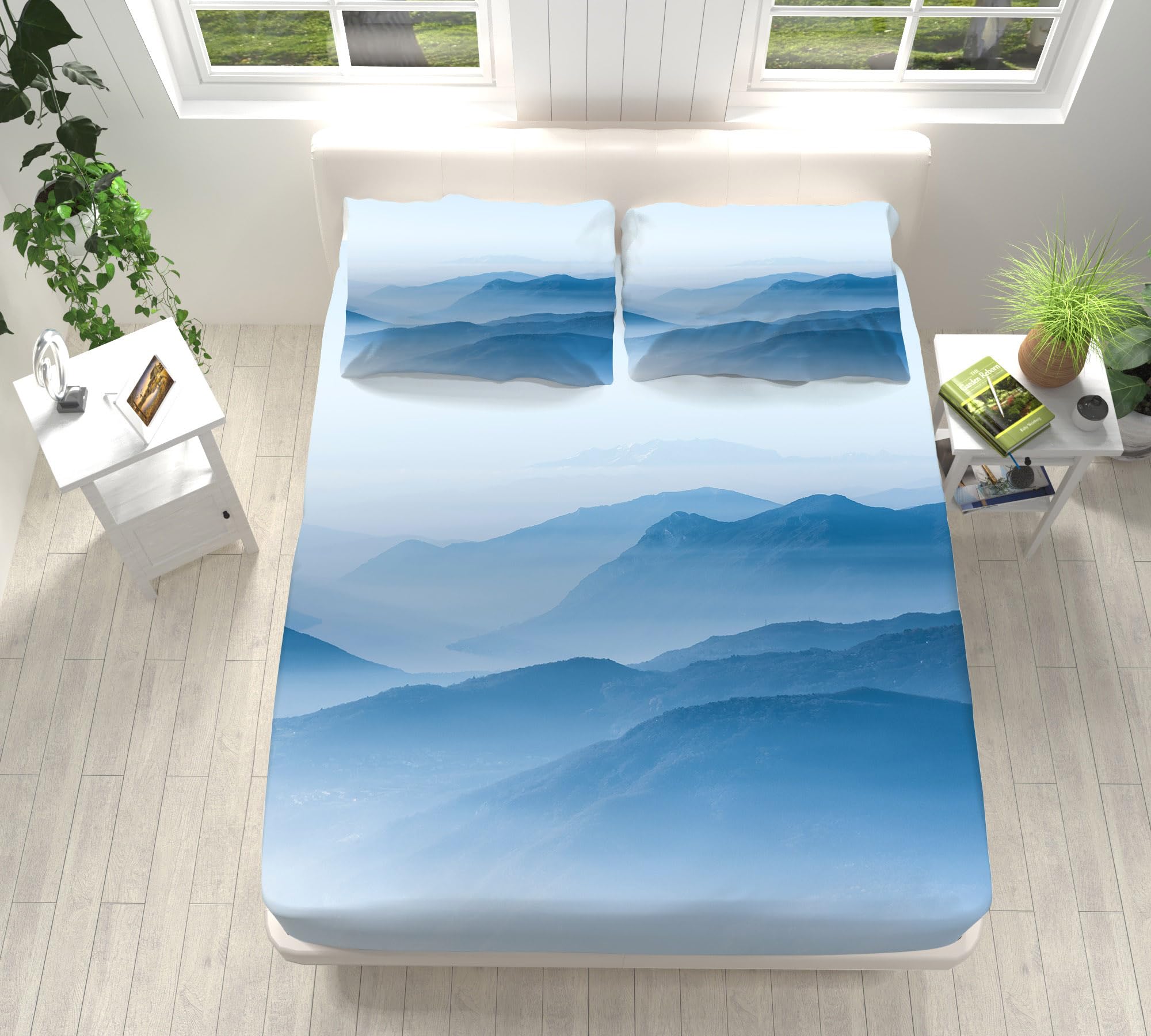Spannbetttuch 100x200 Blau Druck Weiß Spannbettlaken 100x200cm Bettlaken Mikrofaser Atmungsaktiv Bed Linen Knitterfrei Matratzenbezug Waschbar Bed Sheets 30cm Extra Tiefe Spannbetttücher