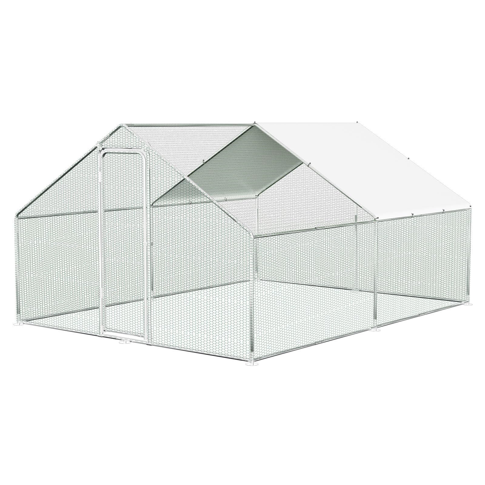 Recinzione per gatti per esterni, 3 x 4 x 2 m, in acciaio zincato, ombra rivestita in PVC, per pollame, conigli, cani