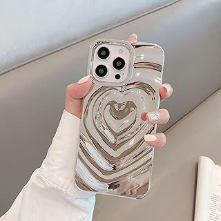 iPhone 13 Pro Max 用 ケース 3D ハート さざ波デザイン ソフトTPU 耐衝撃 保護 キズ防止 カバー,銀色