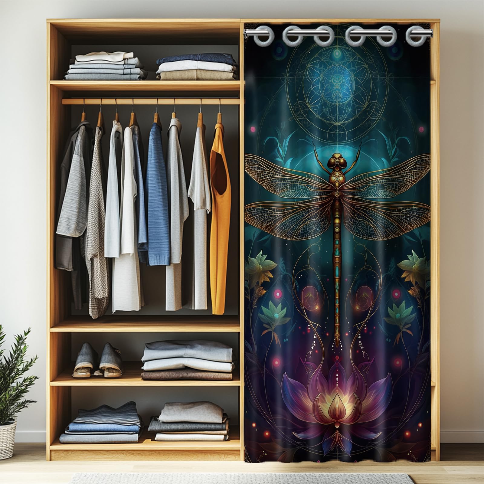 CHGCRAFT Lotusblume Türvorhang Libelle Türvorhang Raumteiler Vorhänge für die Türdekoration zu Hause oder im Restaurant, 78x39 Zoll