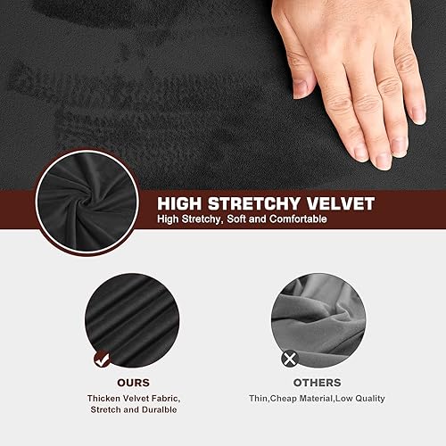 Miniatura 4 de NeColorLife Funda de terciopelo para silla de oficina con fundas para reposabrazos, funda elástica para silla de computadora de escritorio con