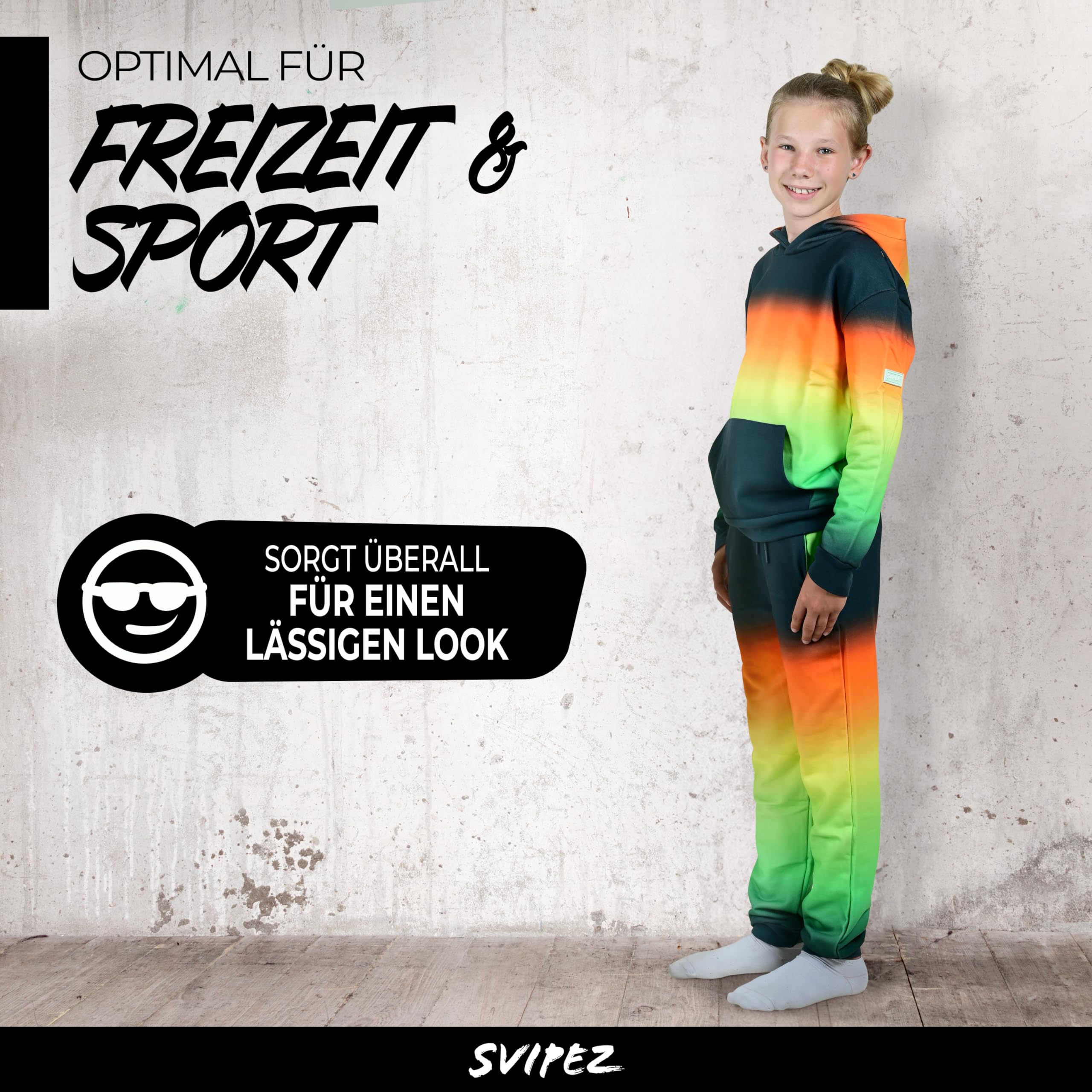 Fusion AI - Felpa e pantaloni da jogging per bambini e ragazzi, 100% cotone biologico, prodotto in Europa, design unico AI