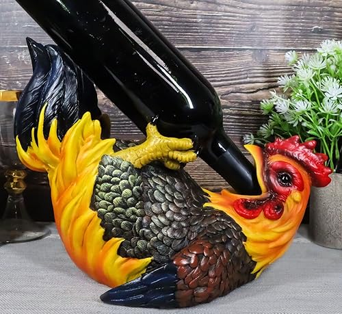 Miniatura 5 de Ebros Gift Rústico Western Country Morning Crow Drunken Barnyard Farm Rooster Pollo Botella de Vino Titular de 11 pulgadas de largo Animal Farmland