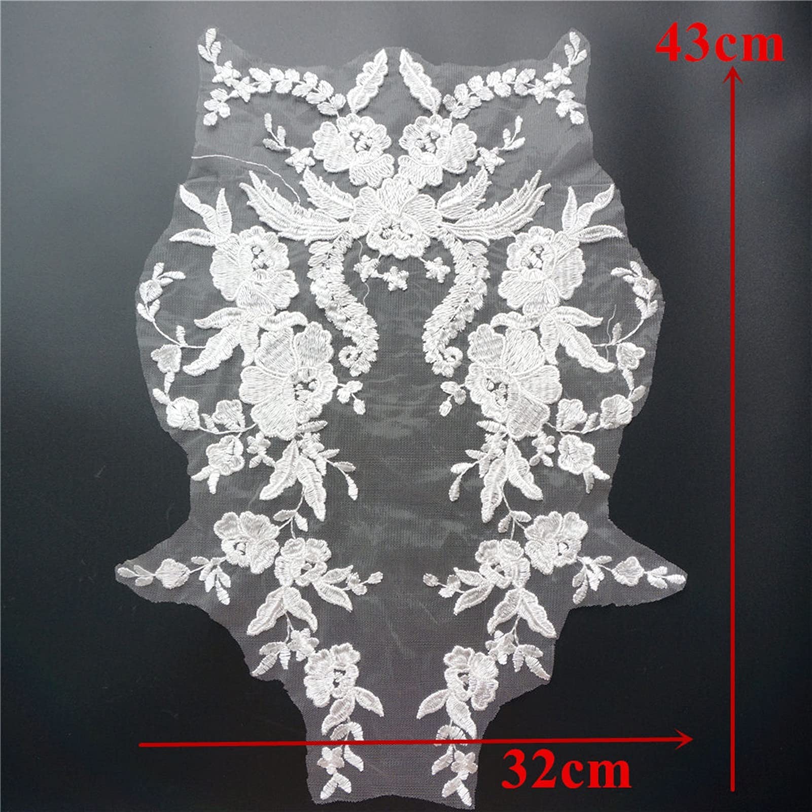 Lot De 2 Paires (4 Patchs) Appliques Dentelle Fleur 3D Blanche Brodée - Patchs Vintage Perlés à Coudre Pour Robe Mariée, Vêtements, Sacs Et Déco
