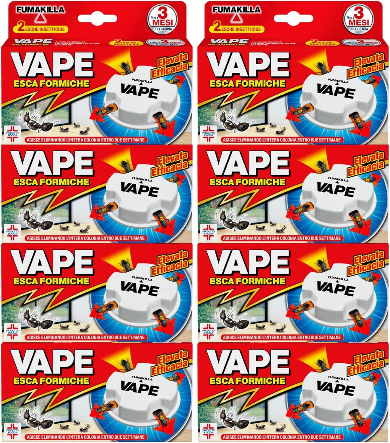 Vape Esca Formiche Insetticida Elimina Intero Nido e Colonia Durata 3 Mesi per Ambienti Interni ed Esterni Prodotto Biocida - 16 Esche
