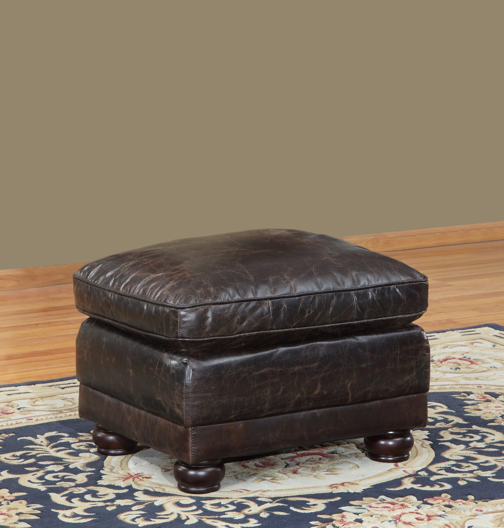Lazzaro Genesis Ottoman, 27 by 23 by 21-Inch, Brompton/Chocolate