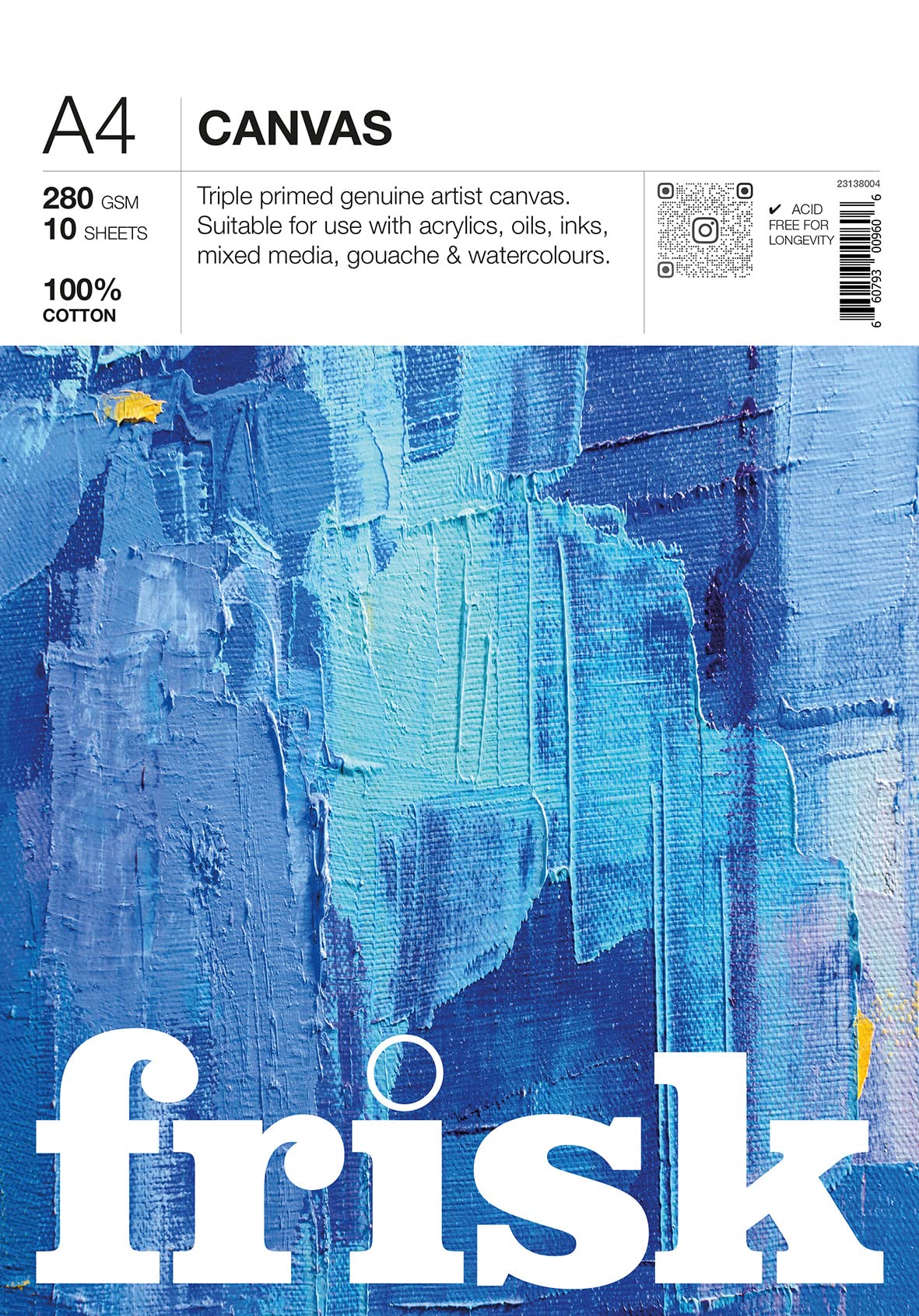 Frisk White Canvas Pad 280Gsm 10Sheets A4, (23138004)