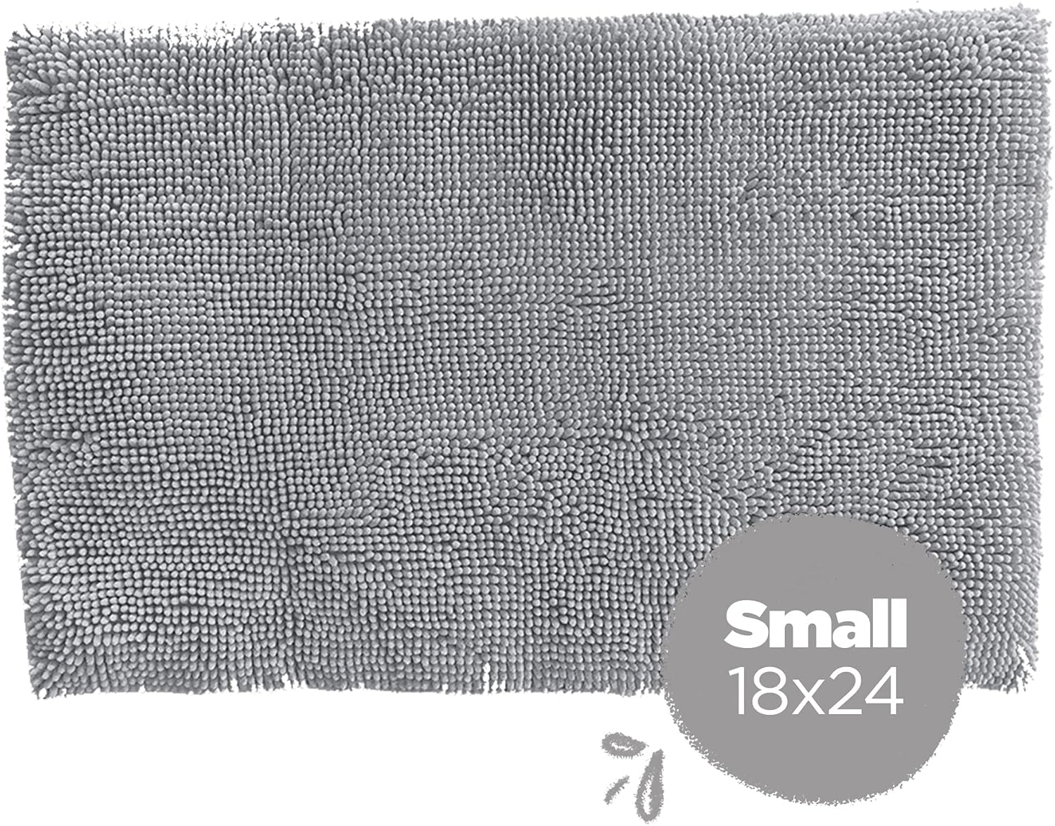 Soggy Doggy Crate Mate Dog Bed - Microfiber Chenille Mat, Travel Bed for Dog - Ultra-Absorbent Kennel Plush Pad (Gray, Small 18” x 24”)