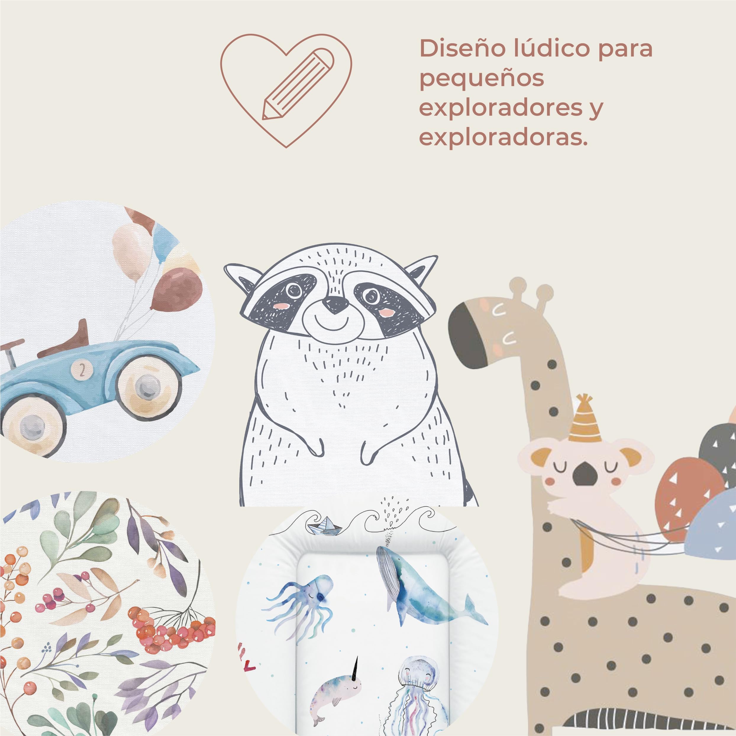 Ceba Baby® Cambiador Bebe - Cambiador suave para bebés - Almohadilla cambiadora lavable para Niños y Niñas - Certificado Öko-Tex - Impermeable - 70x50 cm - océano