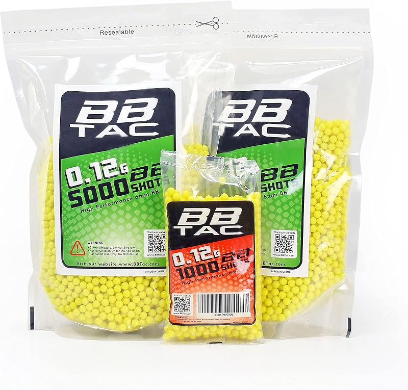 BBTac Airsoft BBS .12g 11,000 Rounds 6mm for Airsoft Guns BB Pellets Ammo 0.12 gram Light Weight