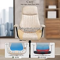 Vista 5 de Mid Century Modren - Silla de oficina, escritorio para computadora con ruedas, silla ejecutiva ergonómica de respaldo alto con soporte lumbar, silla