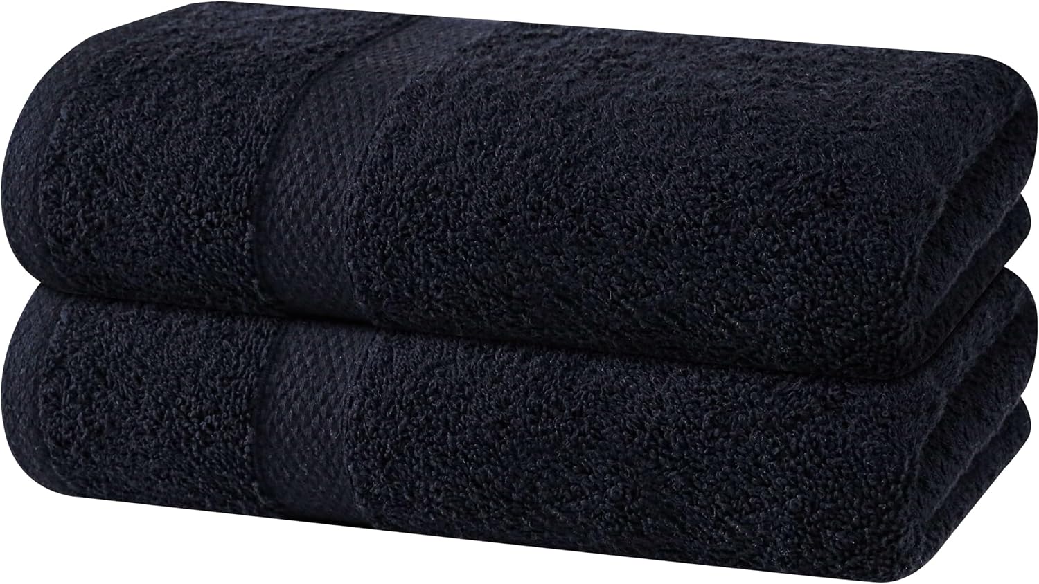 100% Cotton Hand Towels for Bathroom, Set of 2 (16"x27") - Black
