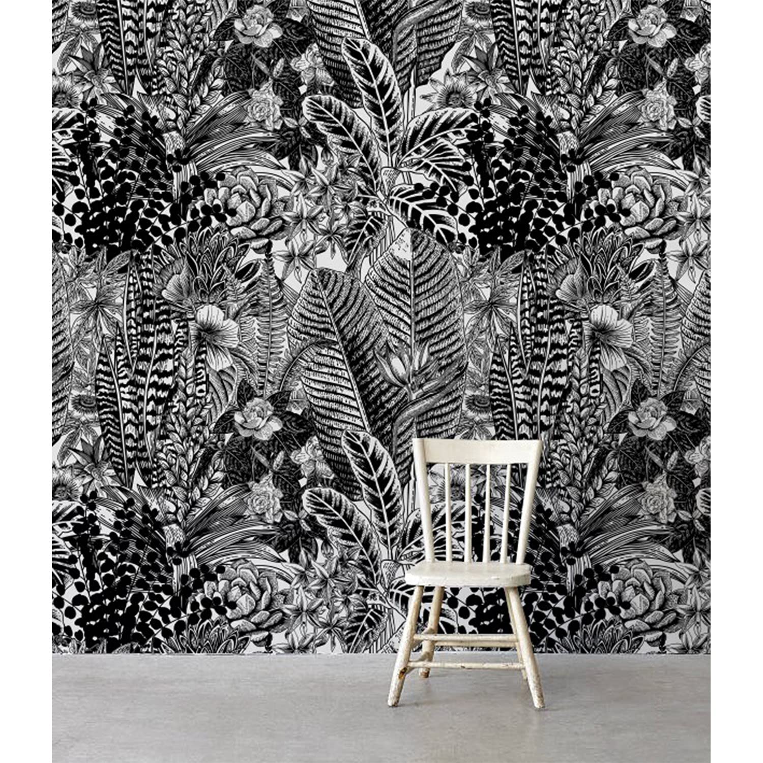 Papier peint plantes tropicales pour illuminer une pièce sombre et vide