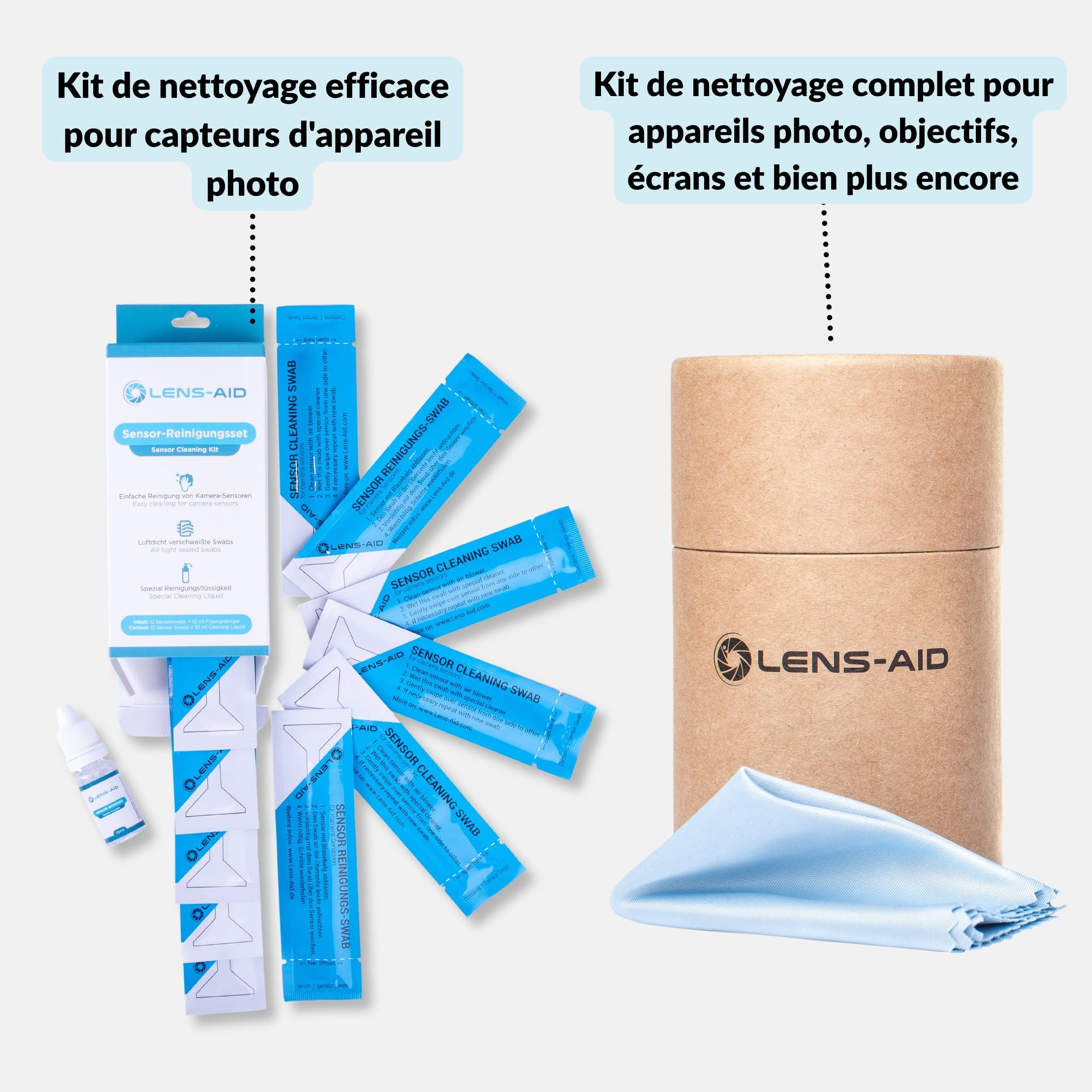 Lens-Aid kit Nettoyage Appareil Photo Plein Format 24 mm swabs