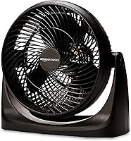 Amazon Basics 11-Inch Air Circulator Desk Fan - 90° Tilt, 3 Speeds, Lightweight 4.2 lbs, Portable for Bedroom Office Home