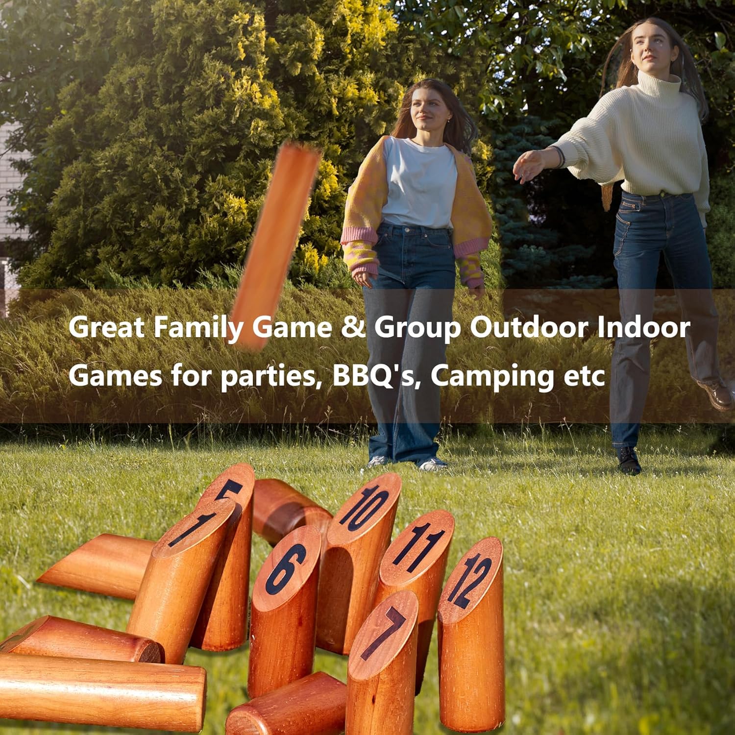 ApudArmis Wooden Tossing Game Set, Numbered Block Toss Games Set with Scoreboard & Carrying Case - Outdoor Lawn Backyard Beach Game for Adults Family