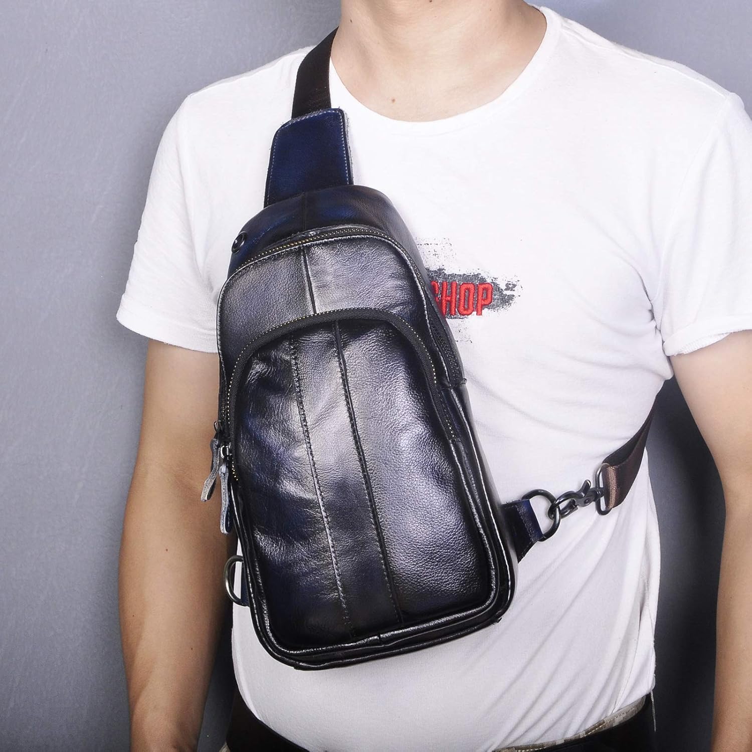 Le'aokuu Mens Outdoor Casual Travel Hiking Crossbody Chest Sling Bag One Shoulder Strap Bag Backpack Men