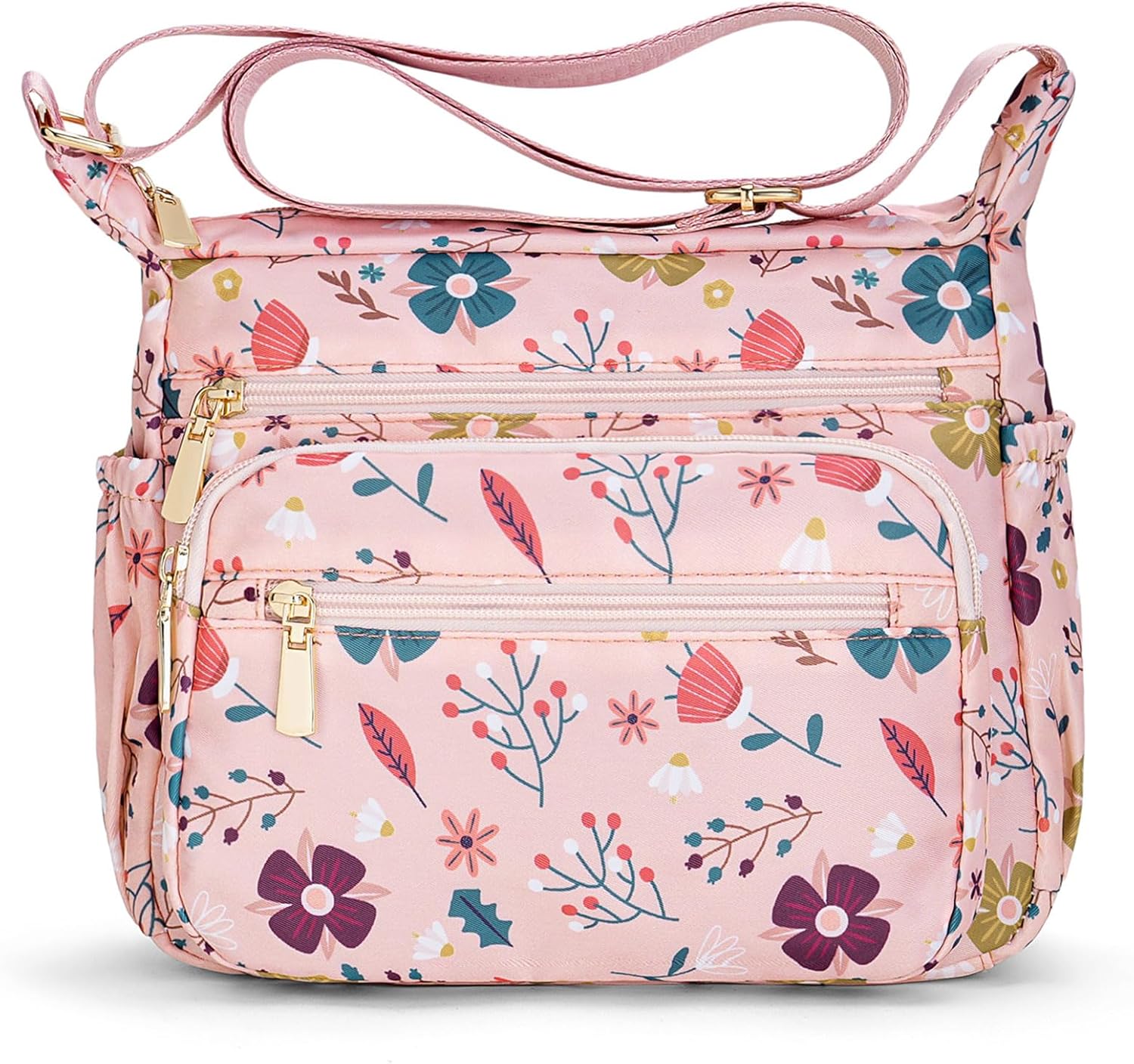 Multi-Pocket Crossbody Bag for Women Lightweight Nylon Shoulder Bag Purse Stylish Handbag with Adjustable Strap