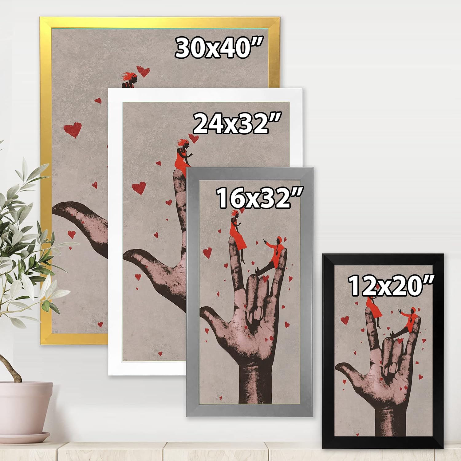 I Love You Sign - Metal Wall Decor – Mind Bending Metal Art DesignQ I Love You Sign With Romantic カップル モダンフレームウォールアート