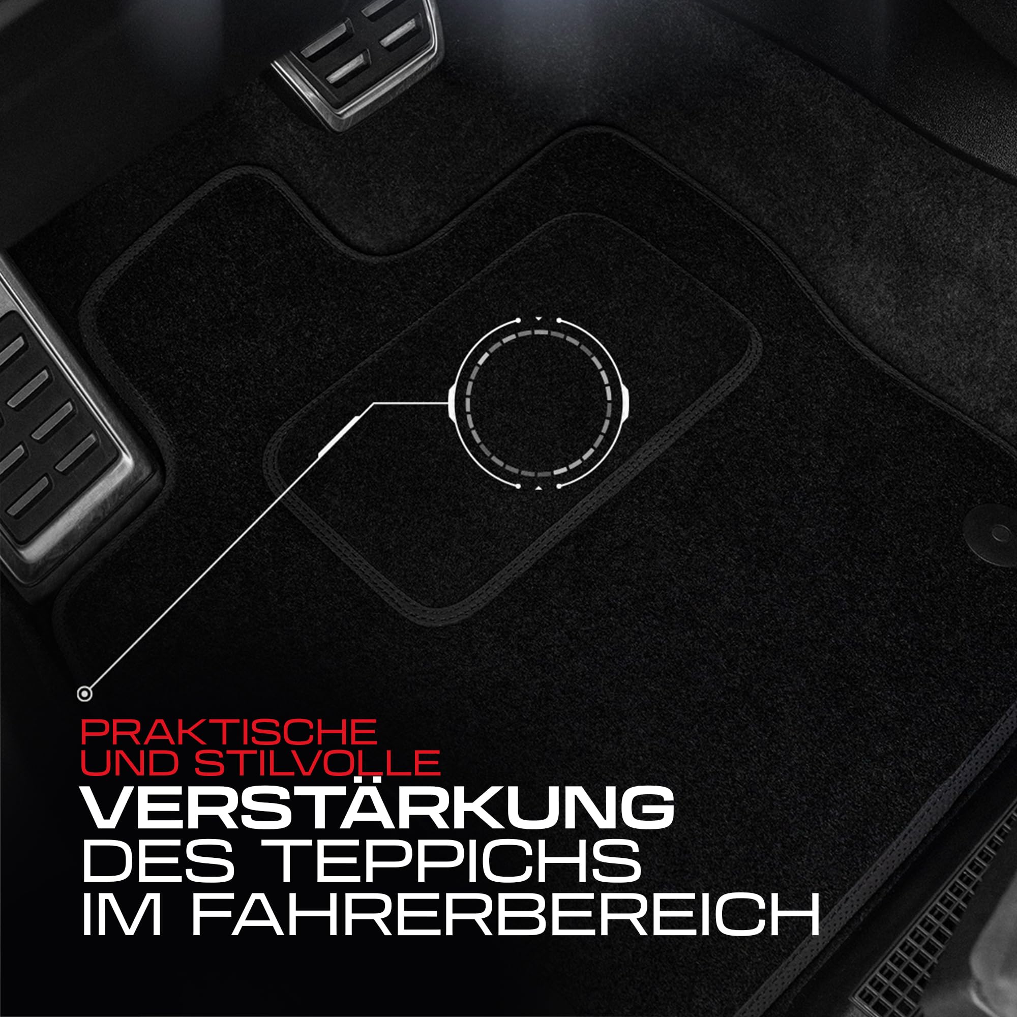 PERFORMANCE Personalisierte Velours Fußmatten Auto passend für Opel Grandland X ab 2017 - Standard, Perforiert, schwarz -Präzise CNC-Stickerei, Design-Lochpaspel, Auto Fußmatten - Perfekt für Autofahr