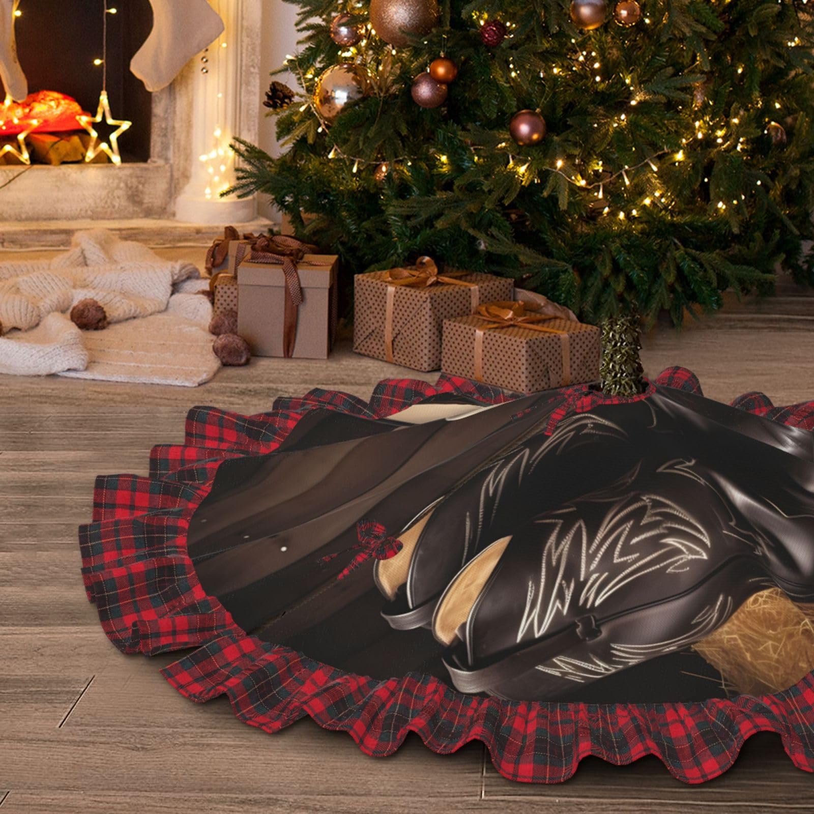Tapis de sapin de Noël imperméable pour décorations rustiques au salon pendant les vacances