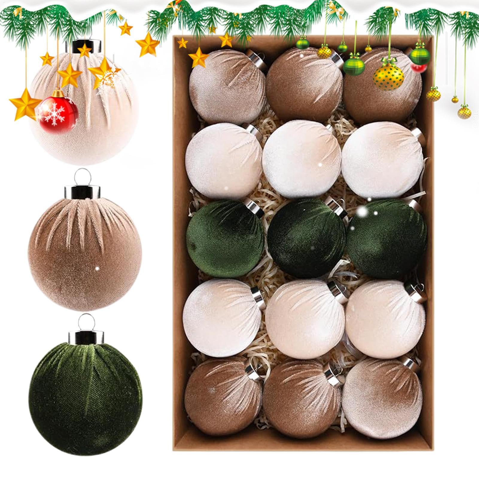 Boules de Noël incassables en peluche de 7,9 cm pour la décoration du sapin