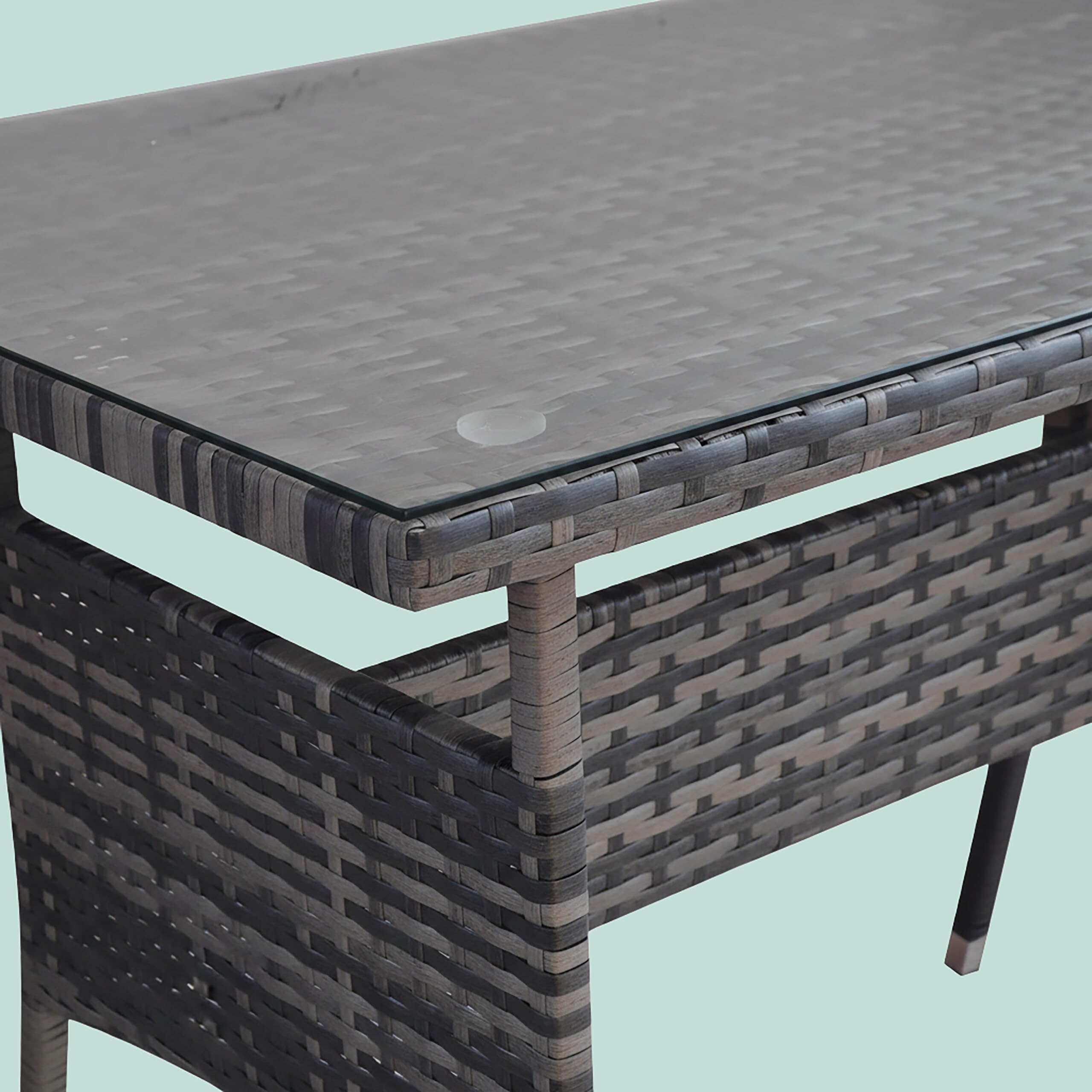 Relaxdays Tavolo da Giardino 70x100x60 cm, Resistente alle intemperie, polyrattan, Piano in Vetro
