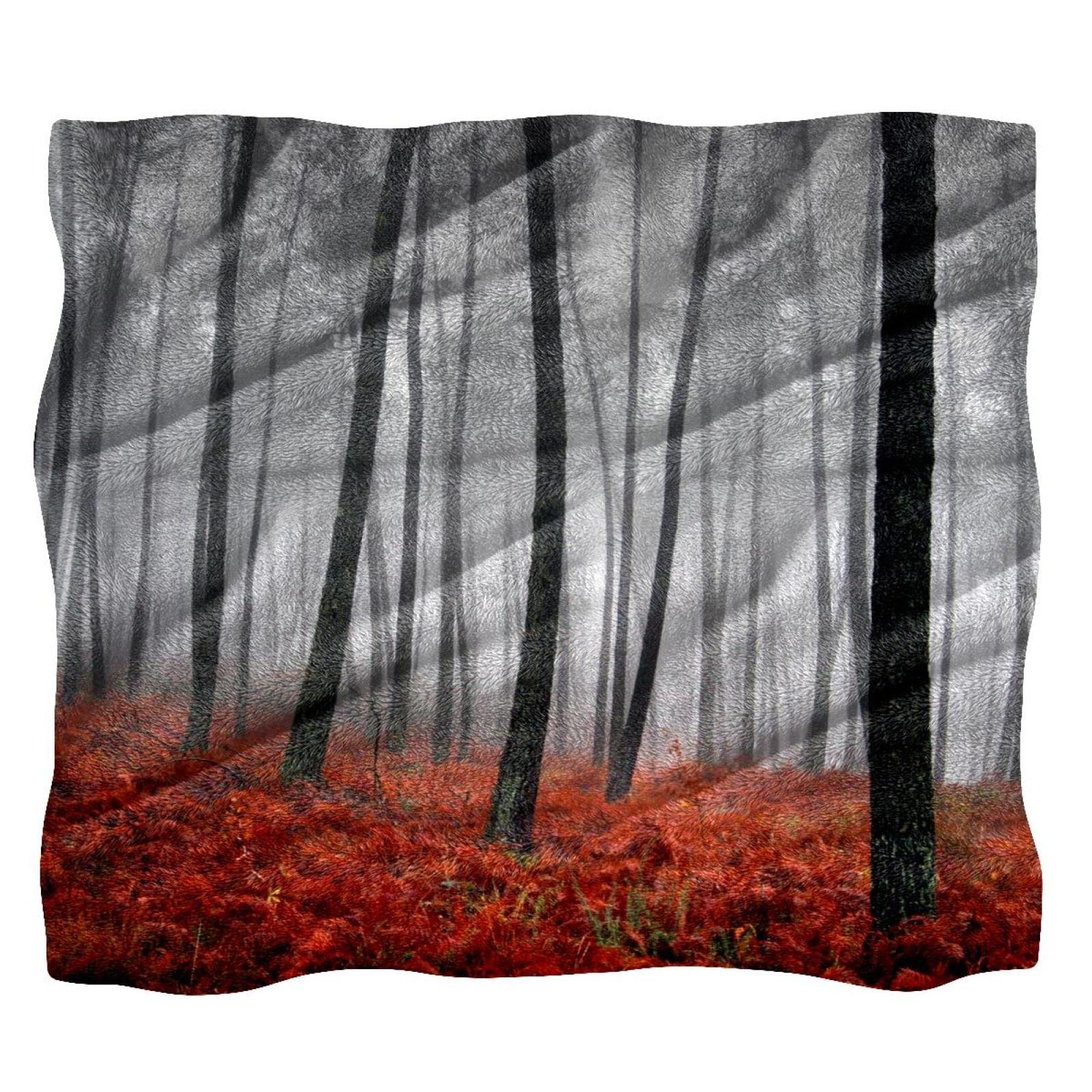 Couverture polaire forêt anti-froid plaid doux pour canapé et lit douillet