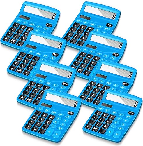 Konohan Calculadora de 12 dígitos, calculadora de escritorio básica solar, pantalla grande, electrónica de doble potencia, portátil, para oficina en