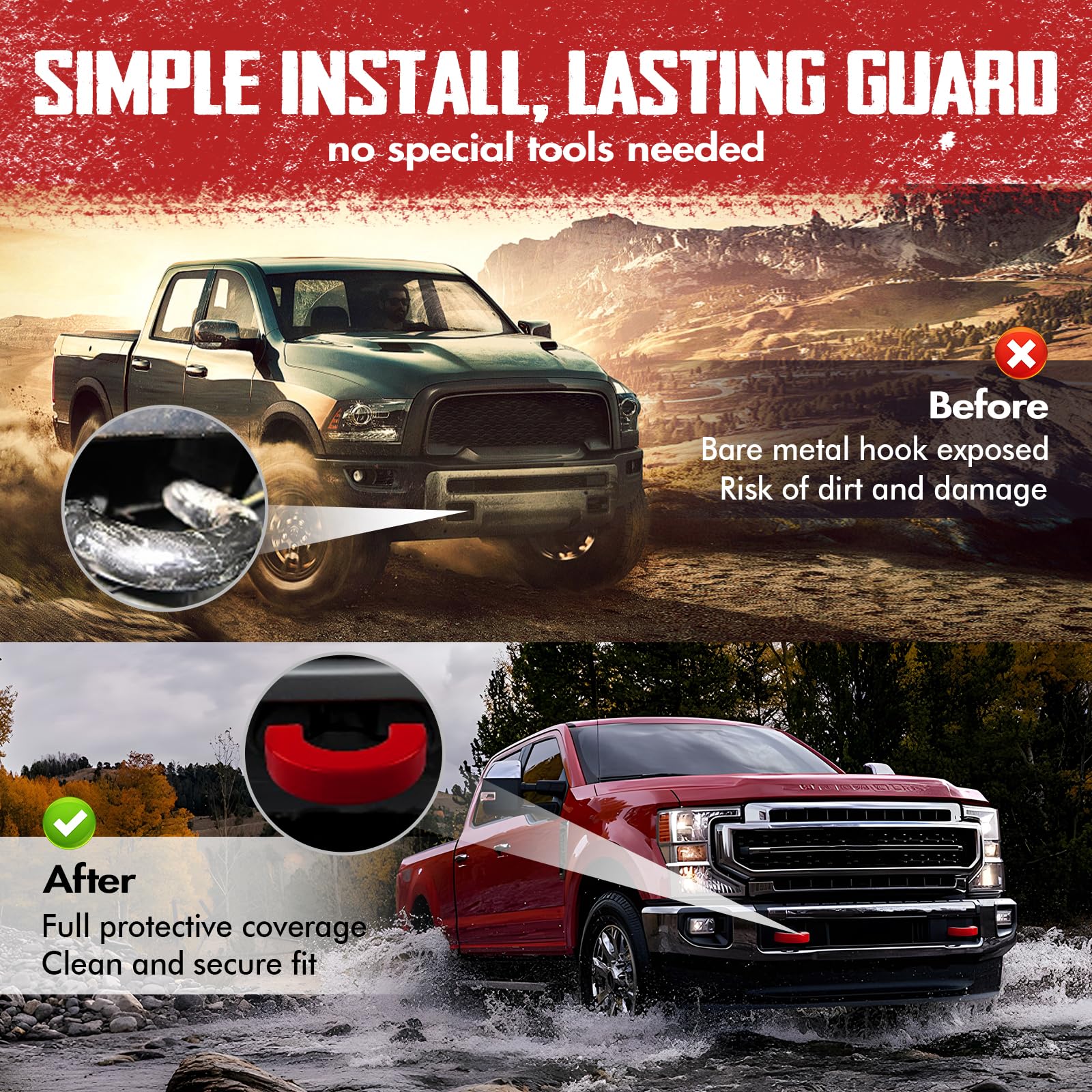 Enmja Tow Hook Cover, 2pcs Trailer Hitch Cover Protector Cover, Car Front Tow Hook Covers Fit for Chevy Silverado 1500 Accessories 2007-2025