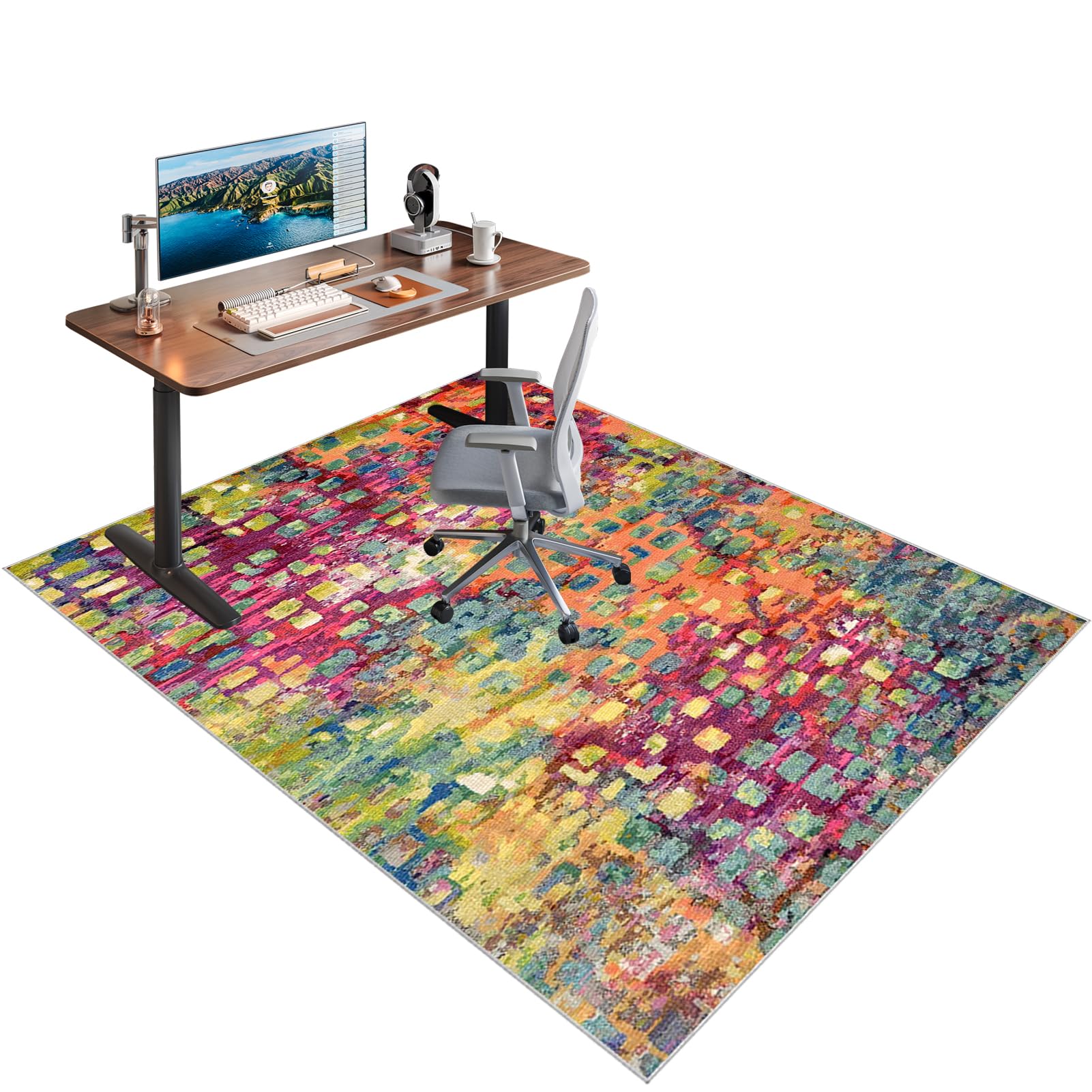 Bodenschutzmatte Stuhlunterlage für Gaming Stuhl & Bürostuhl Unterlage Schreibtischstuhl für Teppic Hartböden Schreibtischstuhl Unterlage Computerstuhl Teppiche für Parkett Hartböden 80 x 120 cm