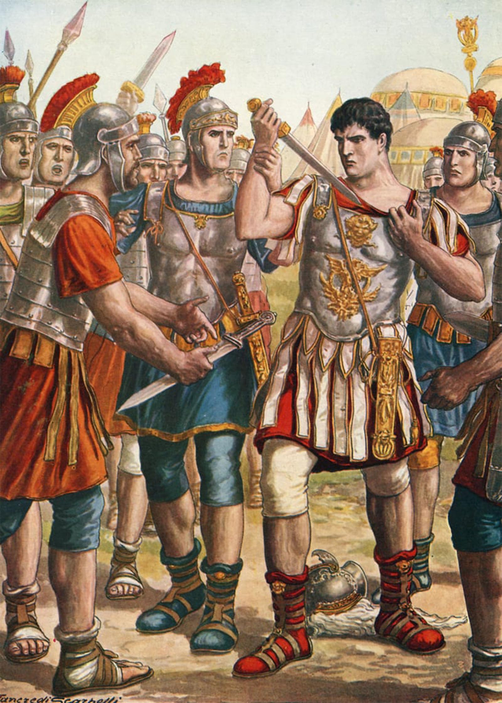 SERENDIPITP Vintage Picture Print on Canvas Wall Art Poster Germanicus Offering to Kill Himself by Tancredi Scarpelli Artwork Print Poster for Wall Decor 60x90cm