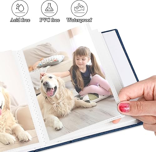 Miniatura 5 de Yopih Álbum de fotos de 4 x 6 pulgadas, 52 bolsillos, con cubierta de lino, álbumes de fotos para familia, boda, bebé, libro de fotos con capacidad