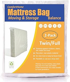 ComfortHome Mattress Bag for Moving and Storage, Medium Weight, Fits Twin and Full Size, 2 Pack