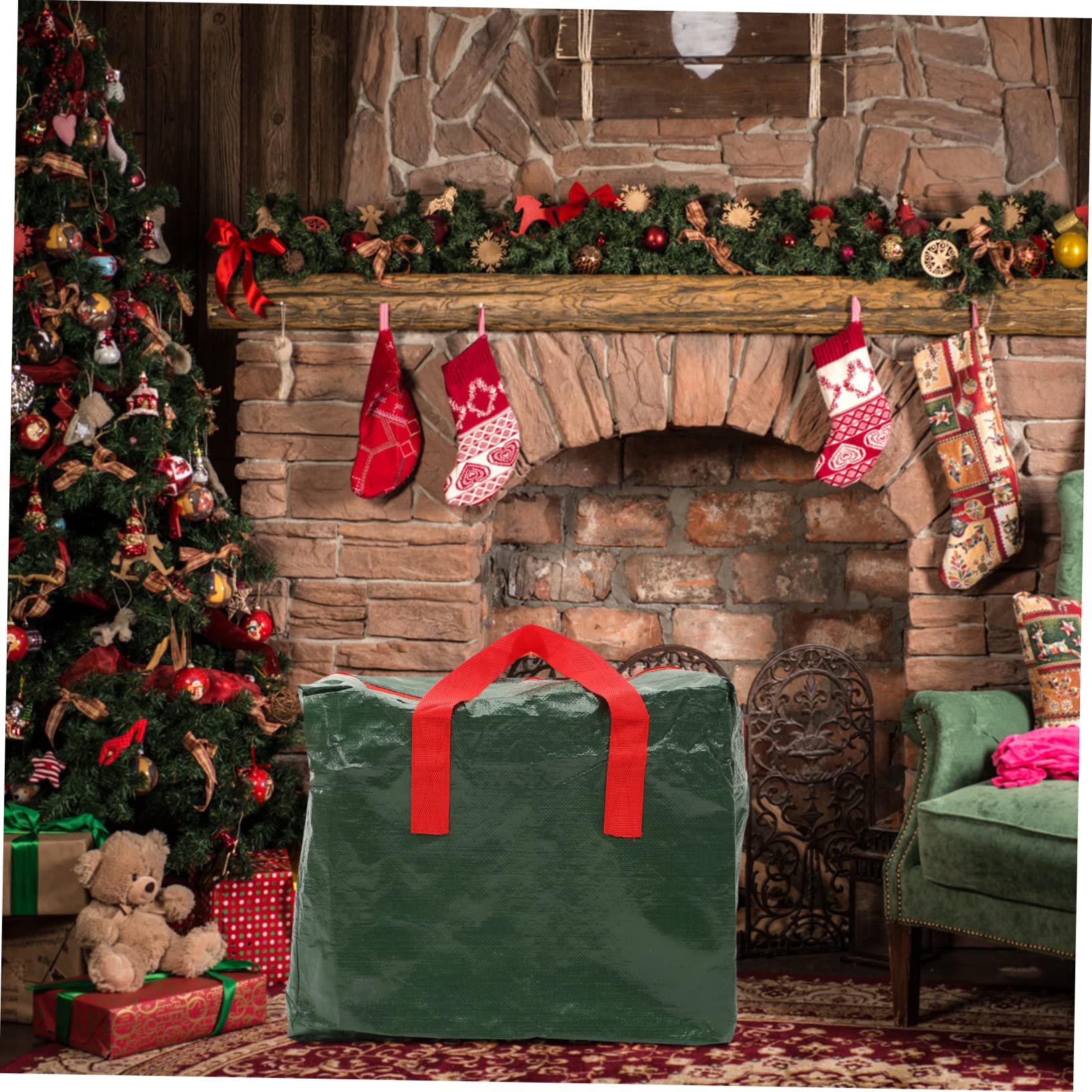PRETYZOOM 3 Pezzi Sacchetto Di Immagazzinaggio Borsa Per Albero Di Natale Borsa A Mano Organizzatore Di Immagazzinaggio Custodia Per Esterni Decorazioni Natalizie Custodia Per Albero