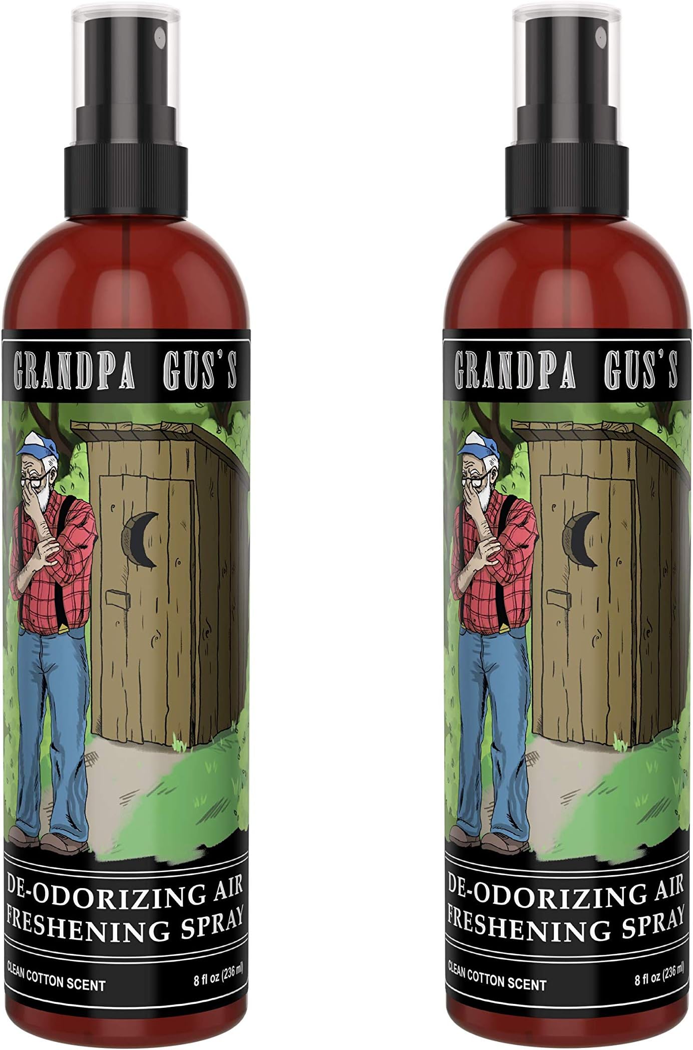 Grandpa Gus'sDeodorizing Air Freshening Spray, Deodorizer for Shoes, Pet Beds, Work Boots, Bathrooms, Garbage Cans, Odor Eaters/Eliminators/Neutralizers for Cars, Rooms, Clean Cotton Scent, 8-OZ (2)