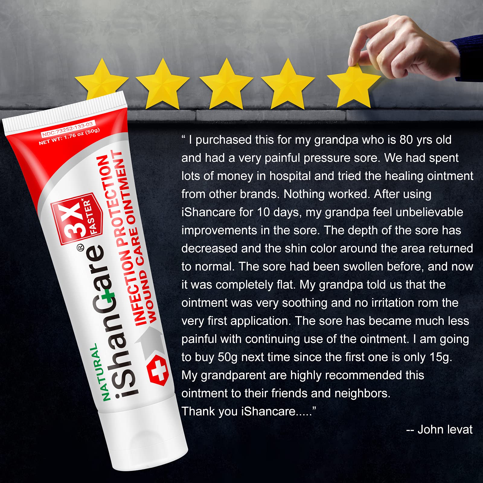 iShanCare Wound Care 3X Faster Healing First Aid Ointment, Natural