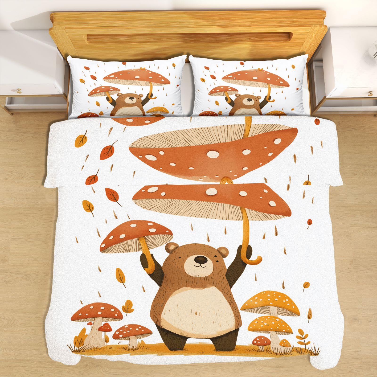 Housse de couette ours mignon 200x220 pour chambre d'adulte ou d'enfant douillette