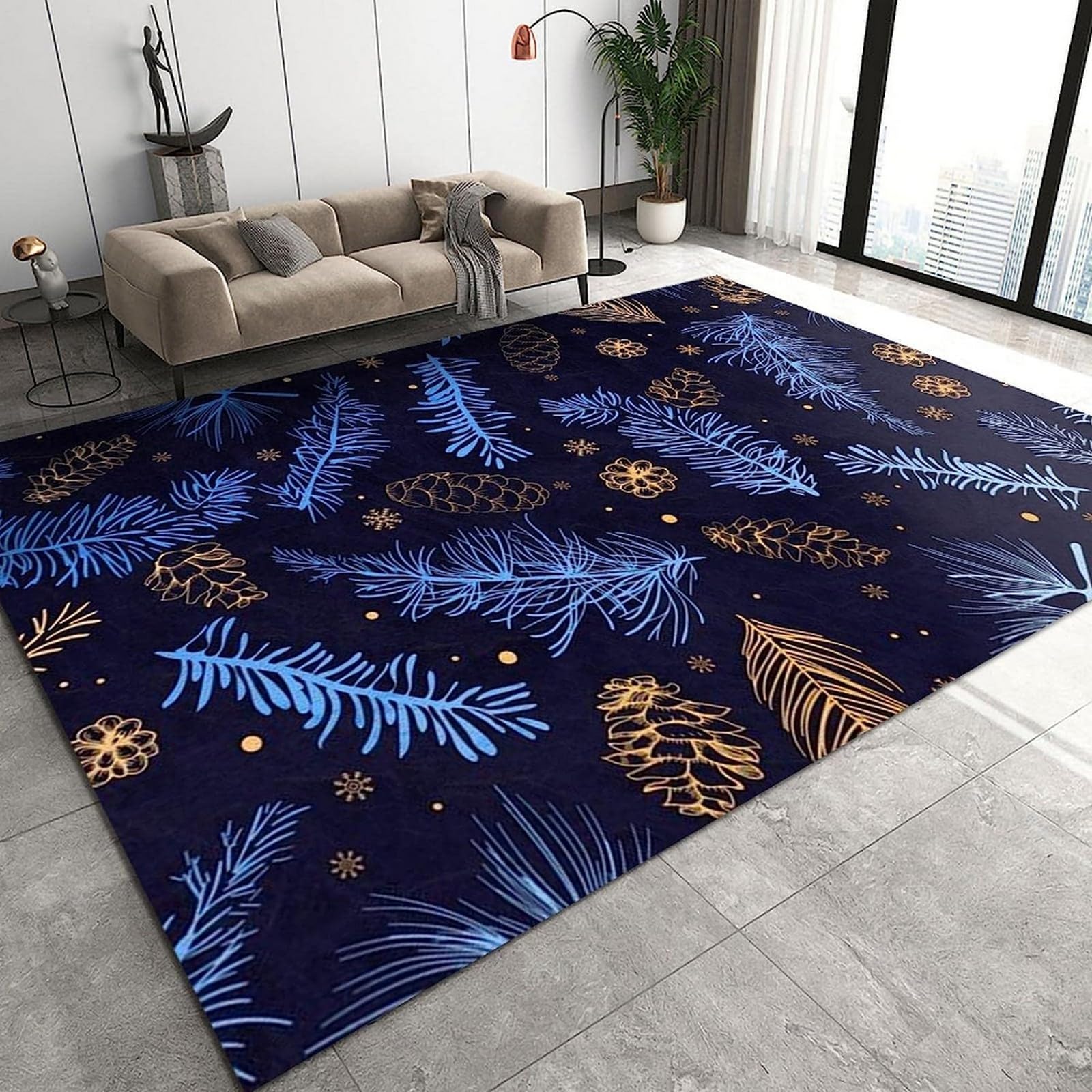 Area Rugs Living Room Carpet Foldable Non-Slip For Bedroom Washable 200 X 300 Cm Colorful Plants Leaves Flowers Rug Mat Kitchen Hallway Office Carpet Rugs, With Durable Anti-Slip Backing For -0F6M5Q5