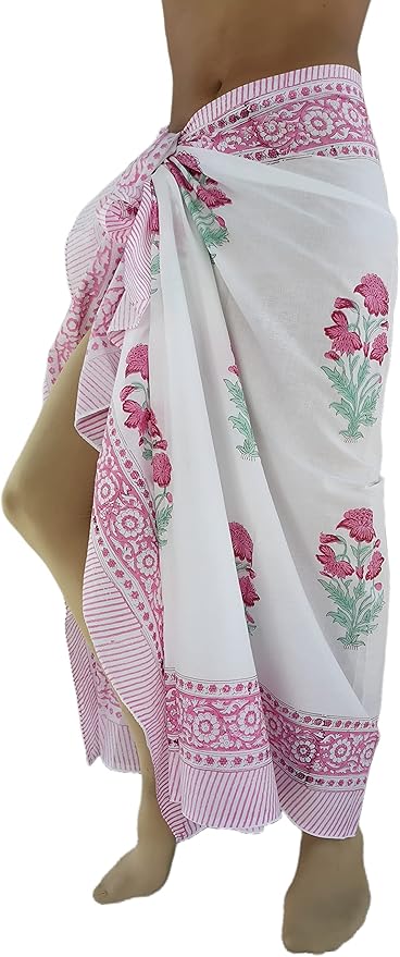 Block Print 100% Cotton Swimsuit Beach Sarong Cover Up