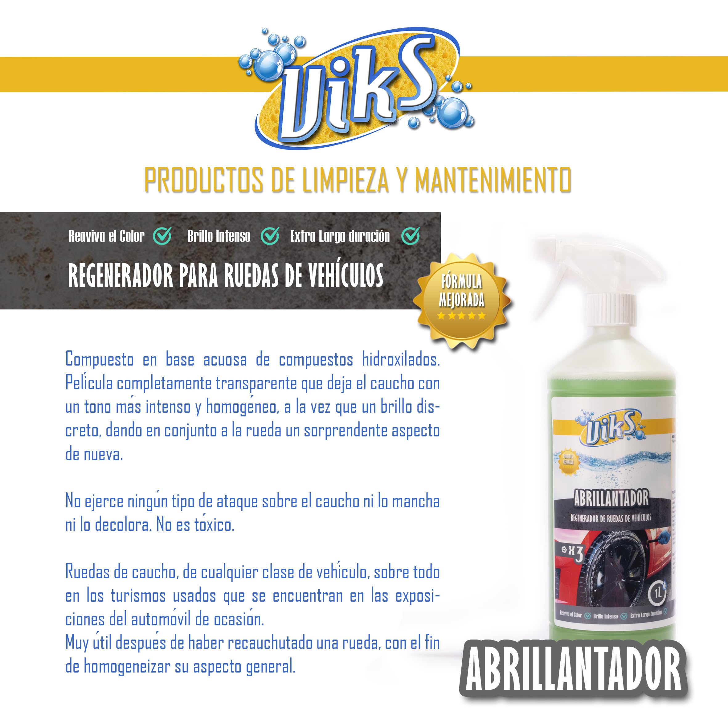 Viks | Produit de Polissage Professionnel pour pneus | Répare et protège Les pneus et Offre Une Brillance | Durable pour Roues, Caoutchouc, Caoutchouc et Plastiques | 5L