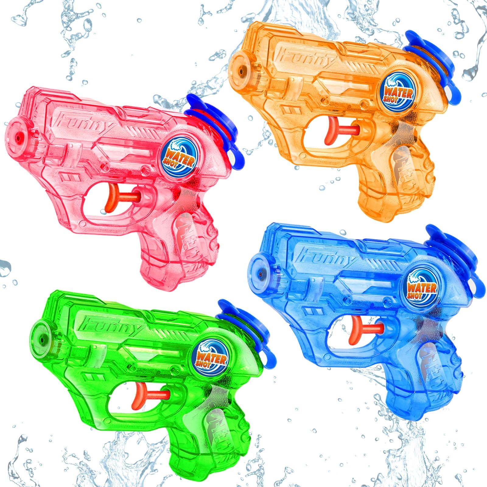 Afufu 4 Pack Mini Water Pistols for Kids, Small Water Guns Squirt Toys for Boys Girls 3+Age, Summer Outdoor Garden Pool Beach Water Fight Toys, Party Bag Fillers, Loot Bag Favours, Paddling Pool Toys