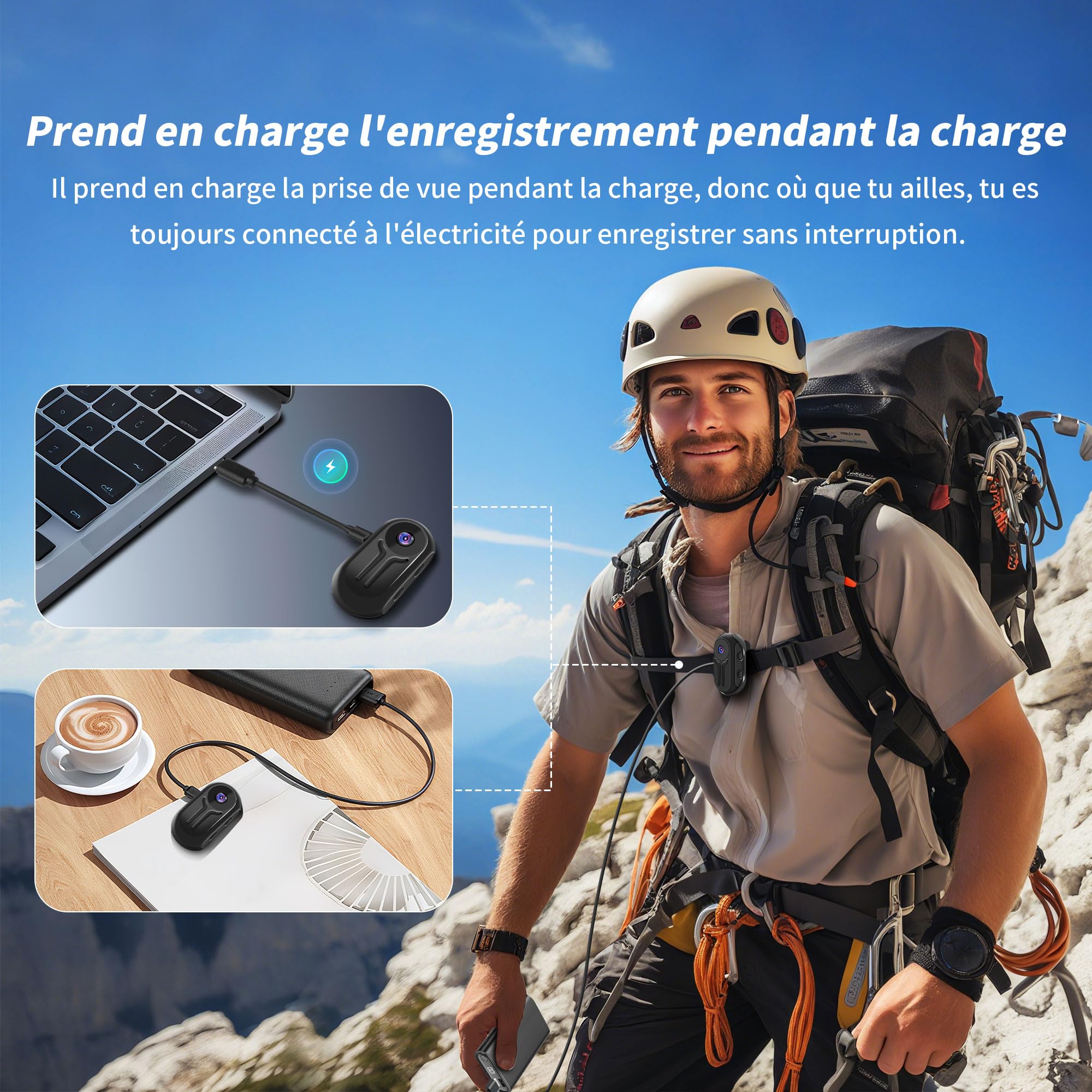 Caméra Sportive 1080P, Caméra d'action Magnétique