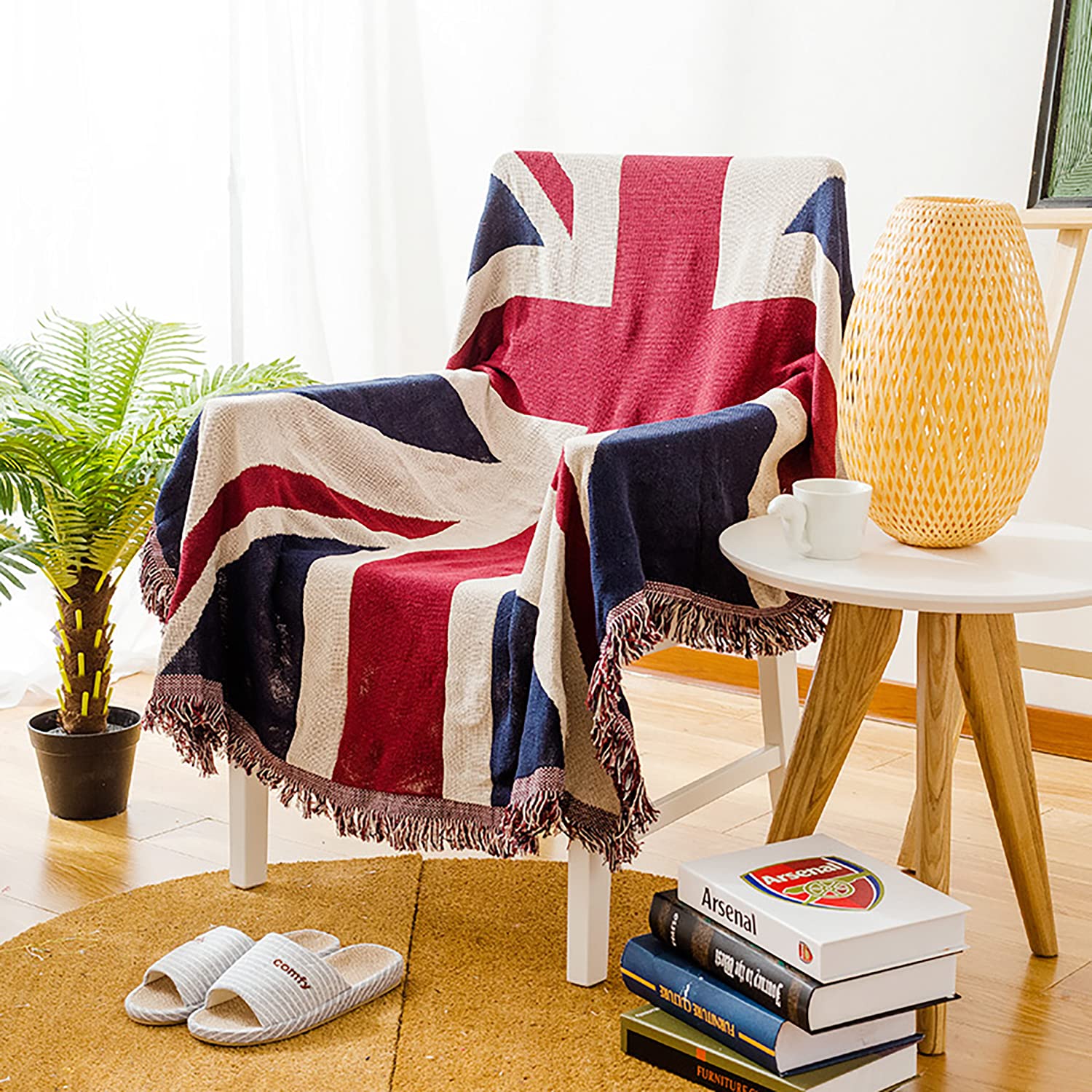 Buy CaptainRay UK Tassels Reversible Woven Throw Blanket Union Jack